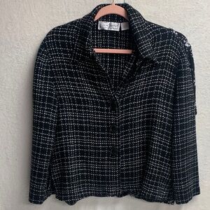 Chic Black and White Plaid Blazer